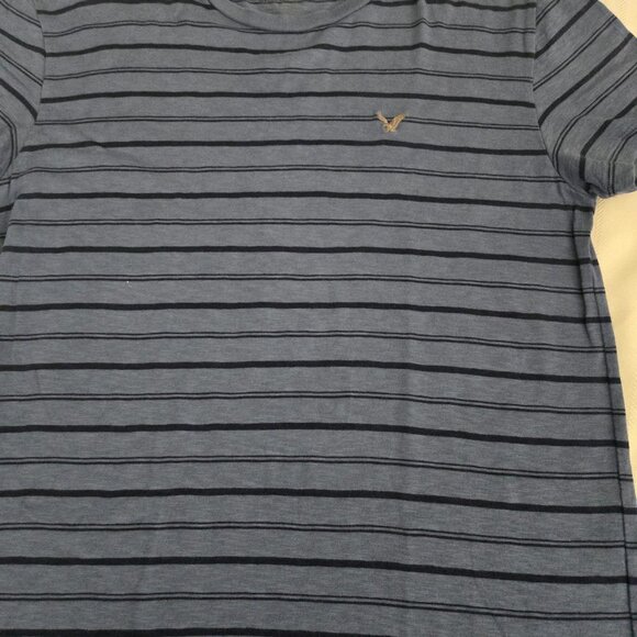 Men's Size Small American Eagle Outfitters Blue Stripped Short Sleeve Pullover - Picture 2 of 9